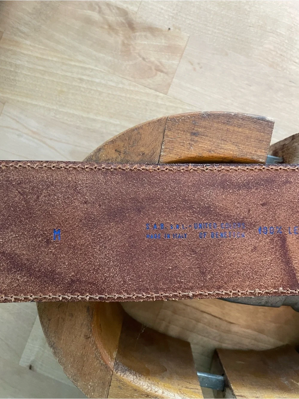 United Colors Of Benetton Wide Brown Leather Waist Belt with Rectangular Buckle